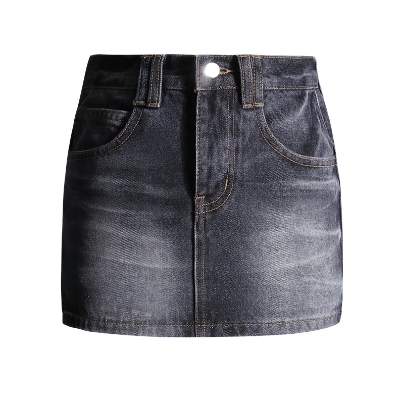 Black Denim Mini Skirt