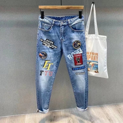 Men’s Patchwork Skinny Jeans