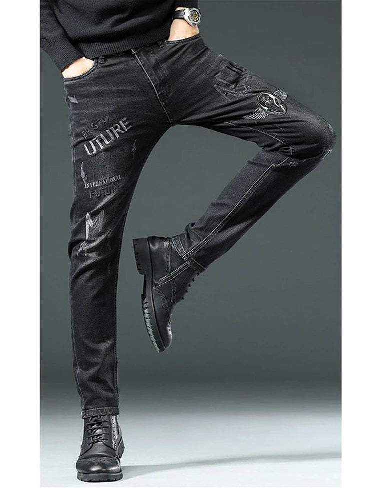 Black Graphic Skinny Jeans