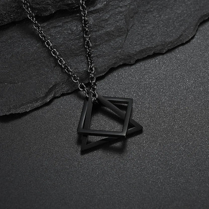 Interlocking Square Triangle Pendant Necklace