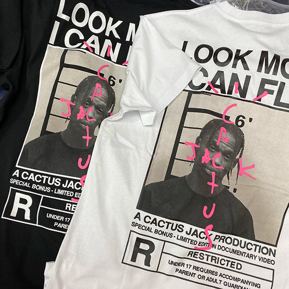 2024 LOOK MOM I CAN FLY T Shirt Men Women Cactus Jack 100% Cotton O-Neck T-Shirt Summer Streetwear ASTROWORLD Hip Hop Tee Tops