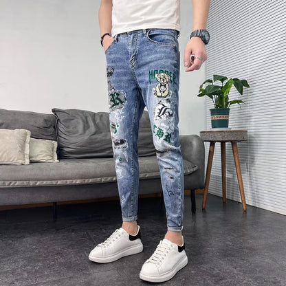 Embroidered Patchwork Jeans