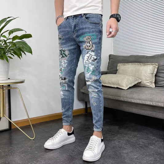 Embroidered Patchwork Jeans