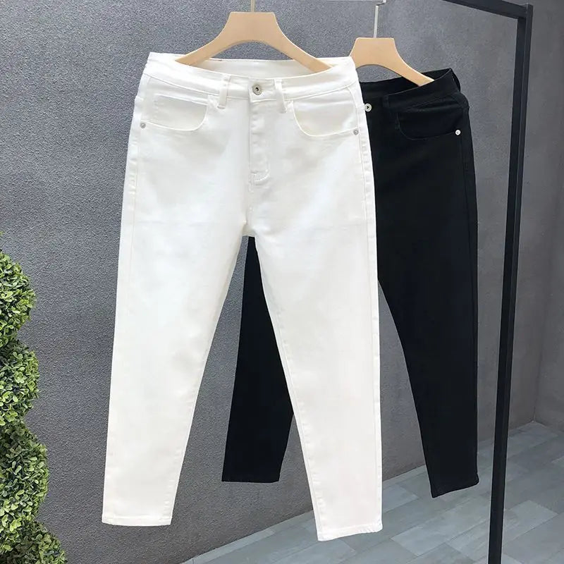 Slim Fit Stretch Denim Jeans - Black and White