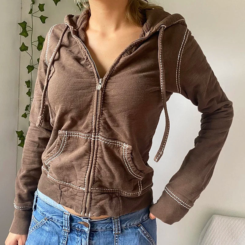 Brown Zip-Up Hoodie