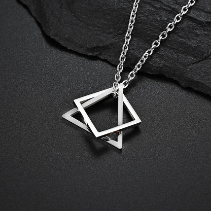 Interlocking Square Triangle Pendant Necklace