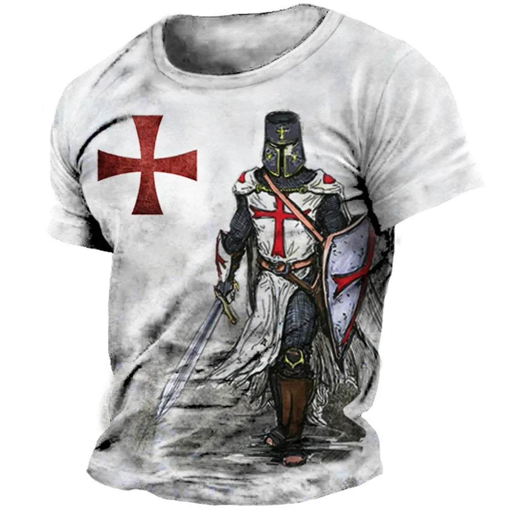 Retro Knights Templar Print Men's T-shirt