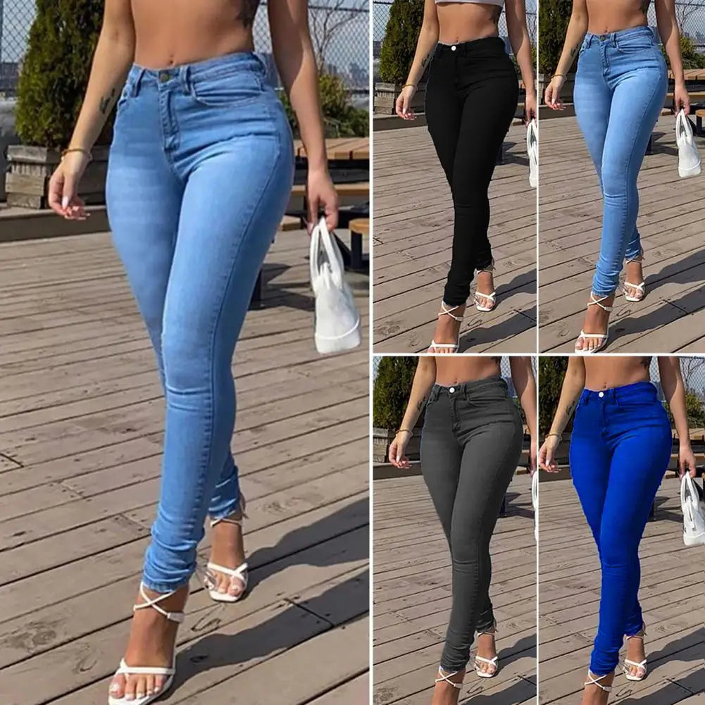 Electric Blue High-Waisted Skinny Jeans