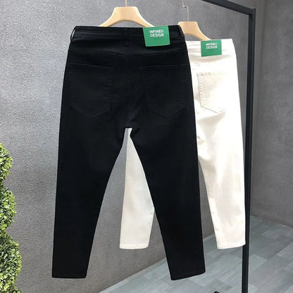 Slim Fit Stretch Denim Jeans - Black and White