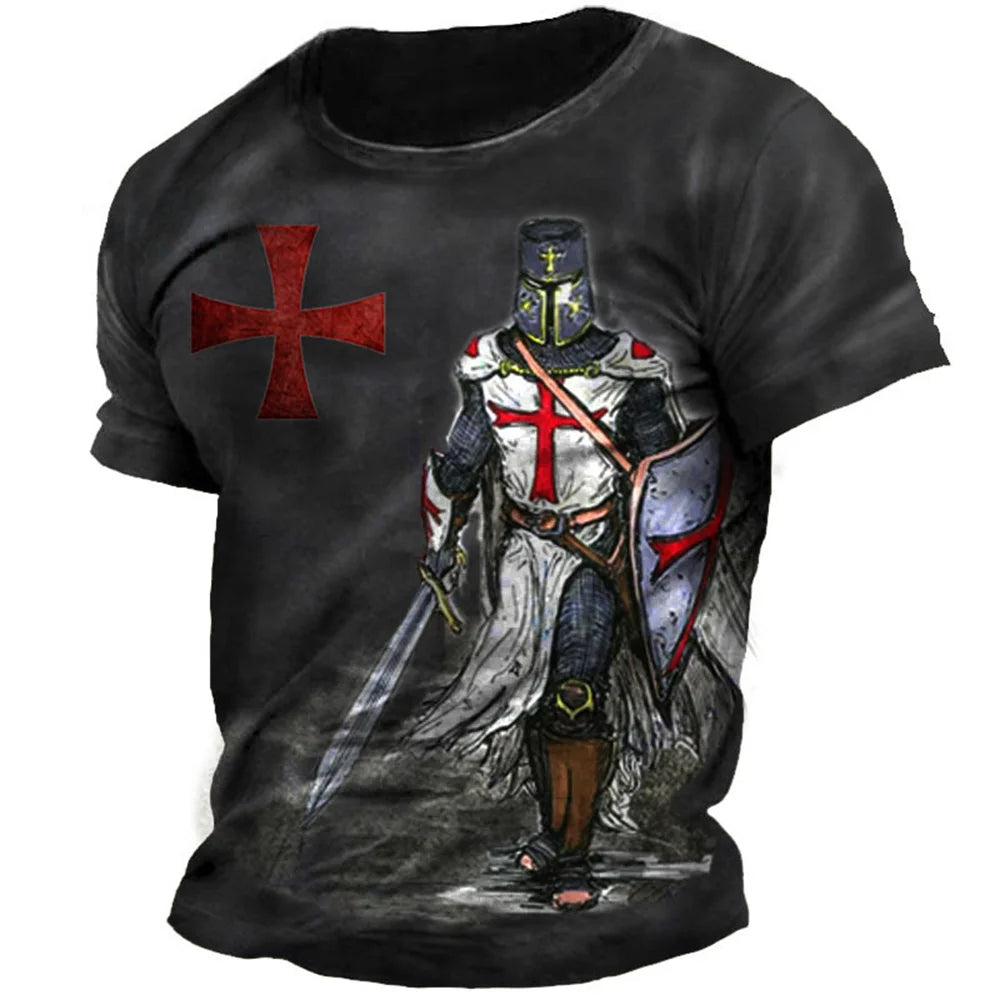 Retro Knights Templar Print Men's T-shirt