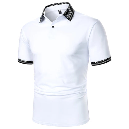 Men Polo Shirt Men Short Sleeve Polo Shirt Solid Color Fashion Casual Men Top Summer Newin Urban Business Lapel Rib Polo Shirt