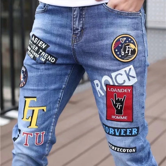 Men’s Patchwork Skinny Jeans