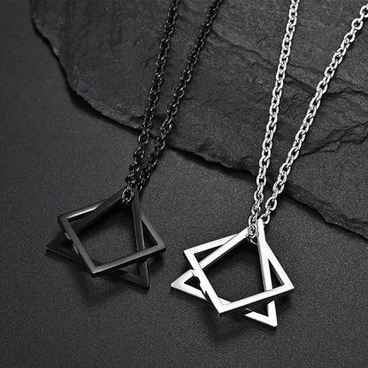 Interlocking Square Triangle Pendant Necklace