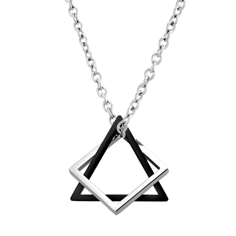 Interlocking Square Triangle Pendant Necklace