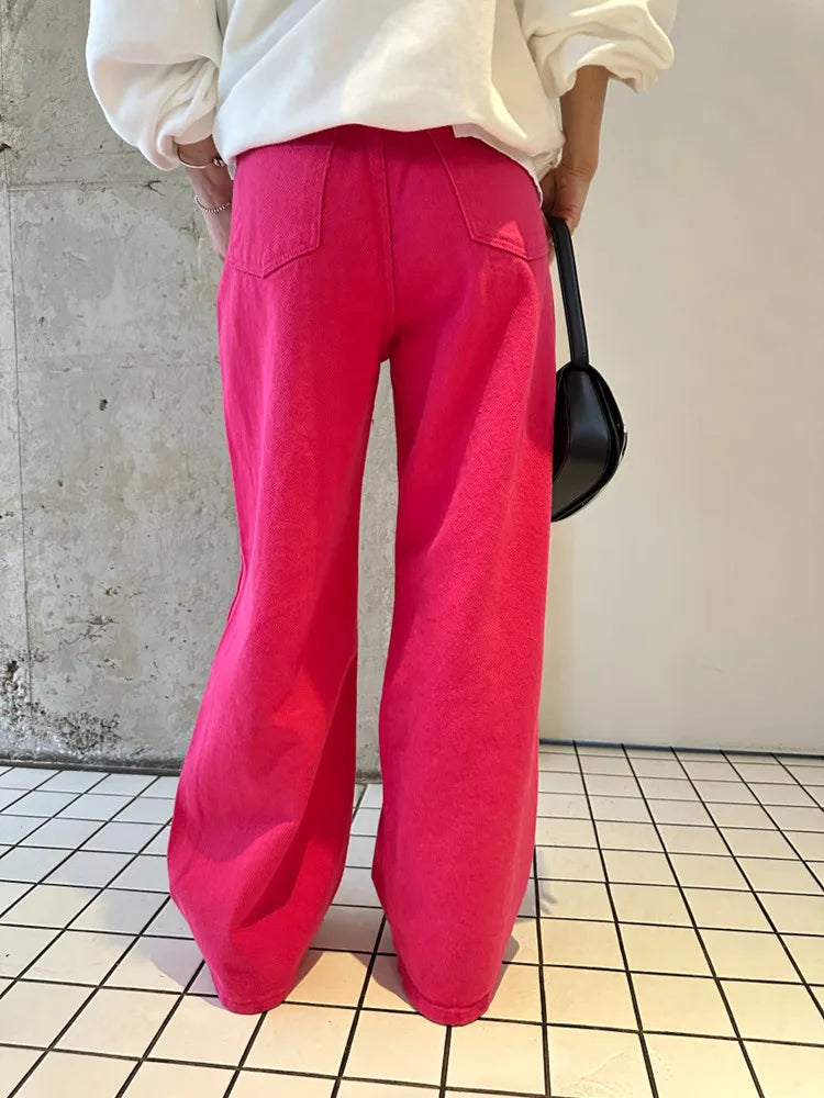 2024 Ropa Grunge Y2K Streetwear Red Stacked Ripped Baggy Jeans Pants Women Clothes Korean Fashion Lady Trousers Pantalon Femme