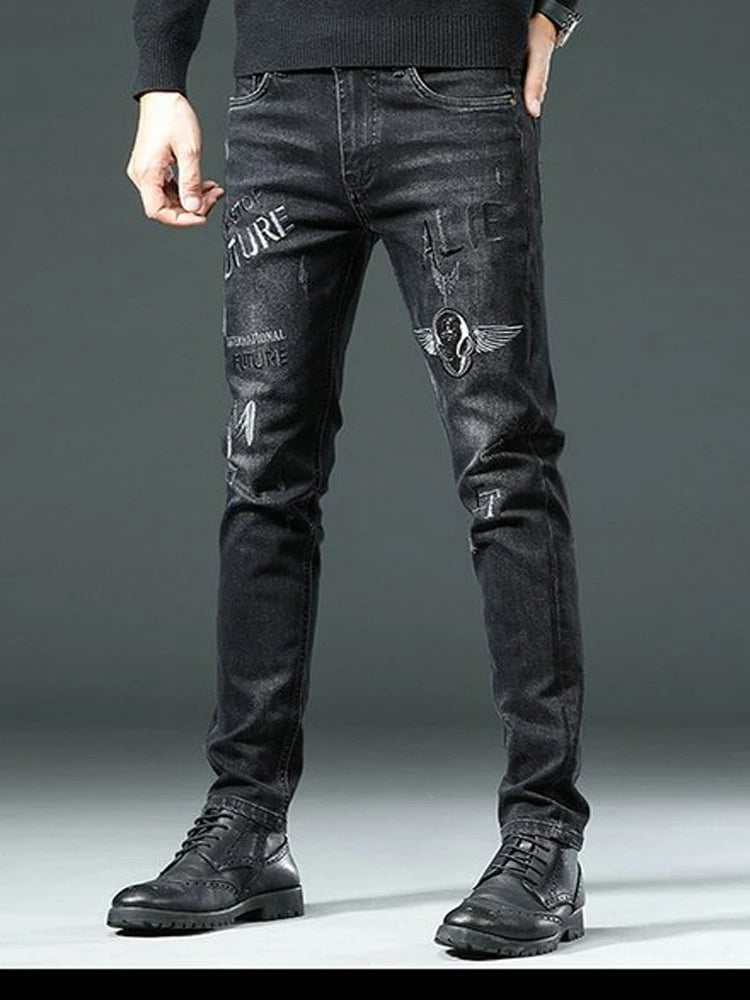 Black Graphic Skinny Jeans