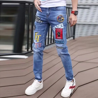 Men’s Patchwork Skinny Jeans