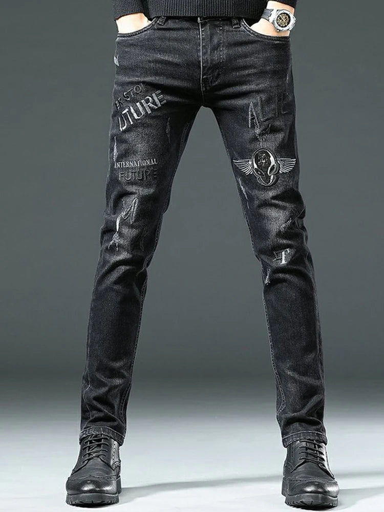 Black Graphic Skinny Jeans