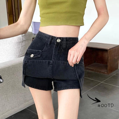 Detachable Pouch Denim Shorts