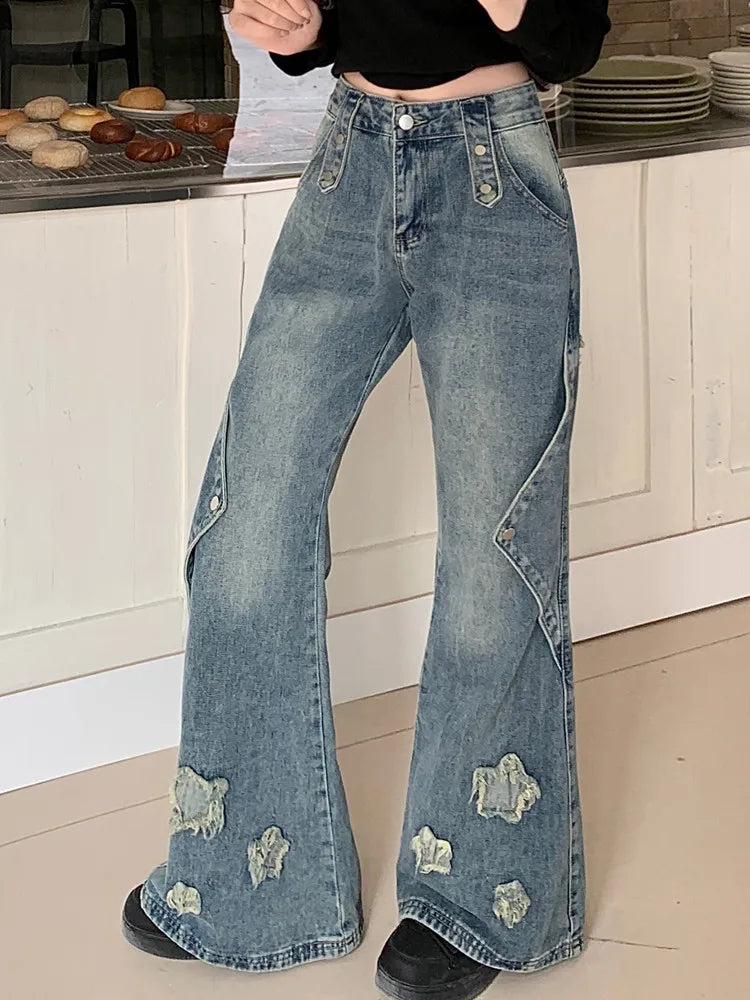 Flare Distressed Denim Jeans